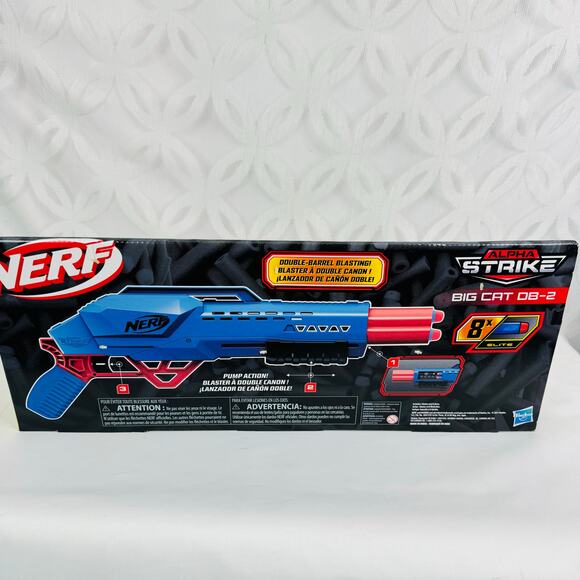 Nerf Alpha Strike Big Cat DB-2 Blaster 8X Elite Darts Hasbro - Picture 9 of 9